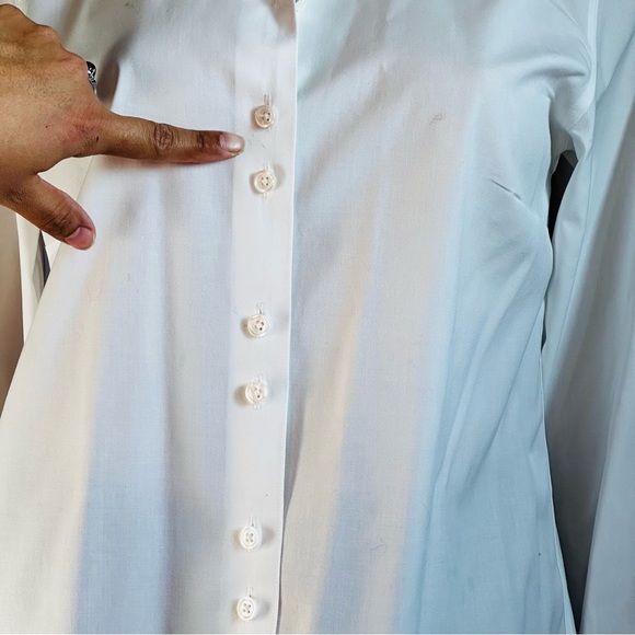 Talbots tapered fit wrinkle resistant stretch white top - Picture 10 of 15